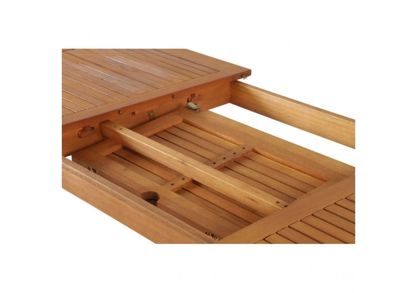 Ensemble repas de jardin SORA en bois d'eucalyptus 6 places 120-180 cm