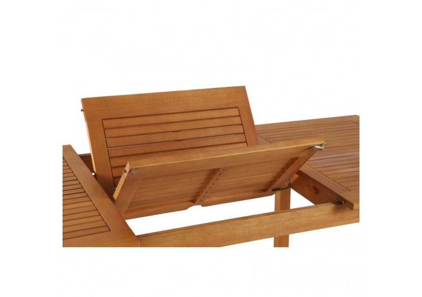 Ensemble repas de jardin SORA en bois d'eucalyptus 6 places 120-180 cm