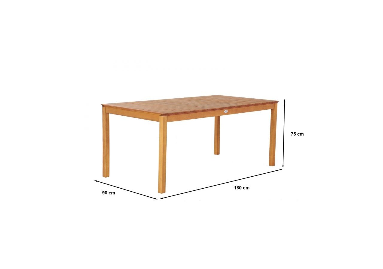 Ensemble repas de jardin SARNO en bois d'eucalyptus 8 places 180 cm