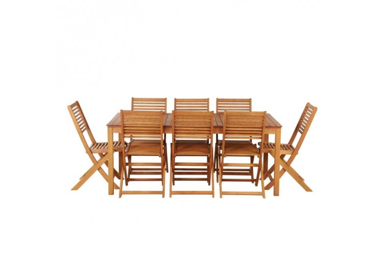 Ensemble repas de jardin SARNO en bois d'eucalyptus 8 places 180 cm