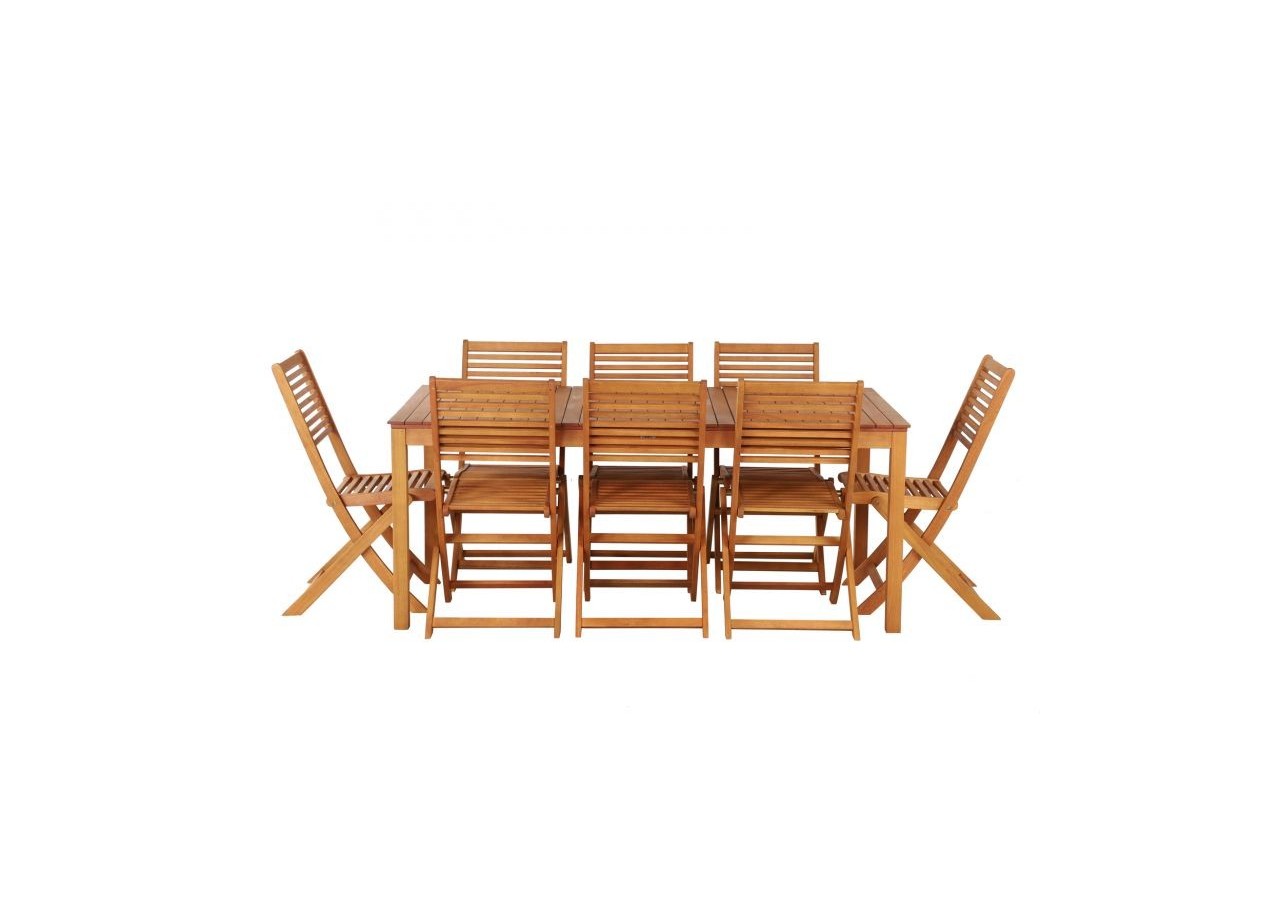 Ensemble repas de jardin SARNO en bois d'eucalyptus 8 places 180 cm