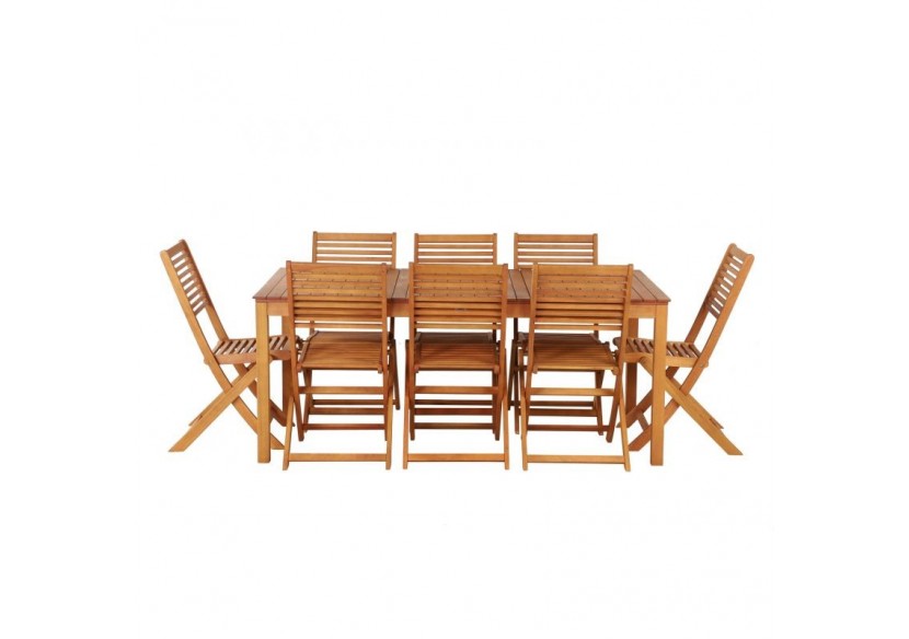 Ensemble repas de jardin SARNO en bois d'eucalyptus 8 places 180 cm