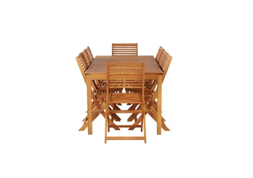 Ensemble repas de jardin SARNO en bois d'eucalyptus 8 places 180 cm