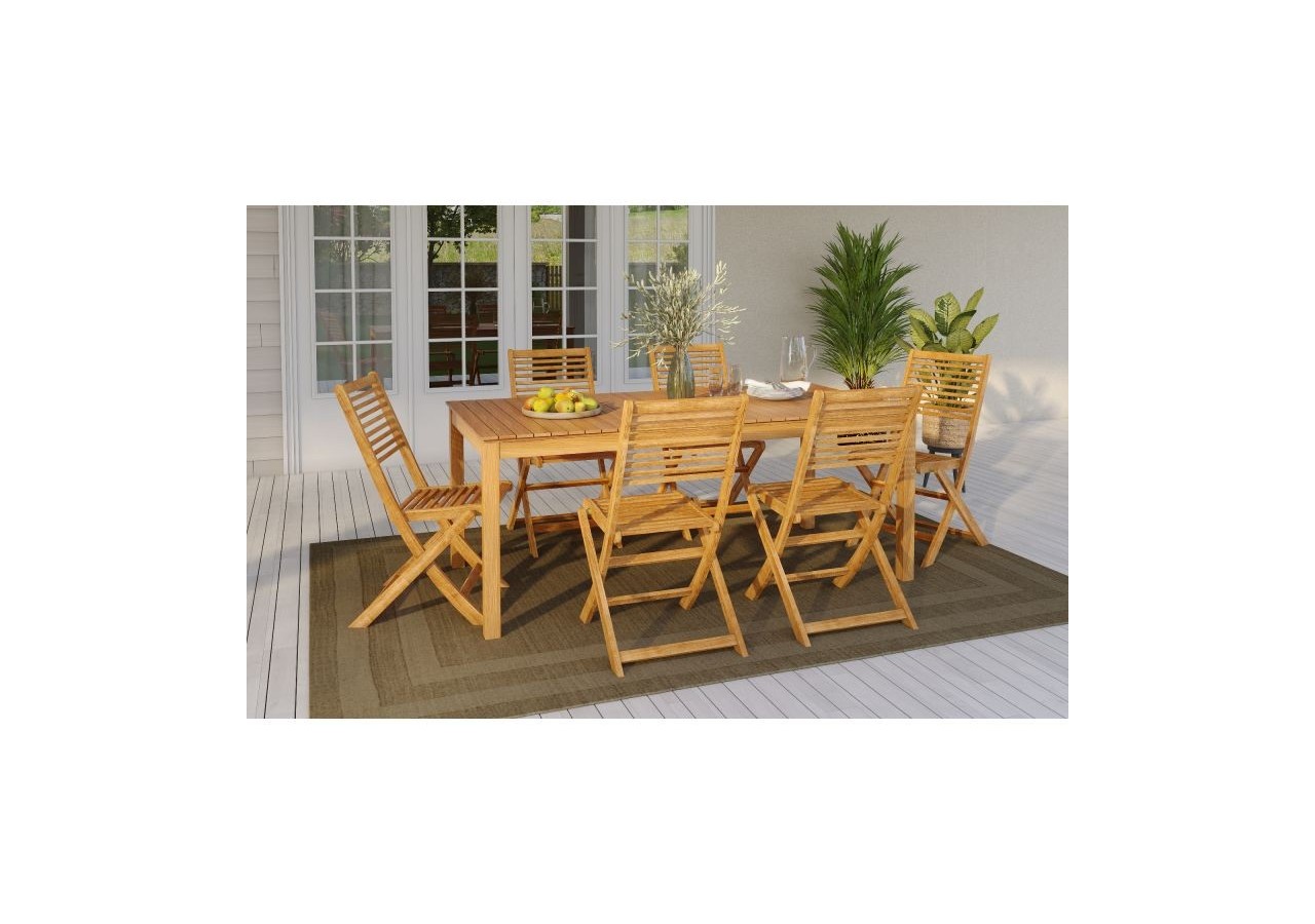 Ensemble repas de jardin SARNO en bois d'eucalyptus 6 places 160 cm