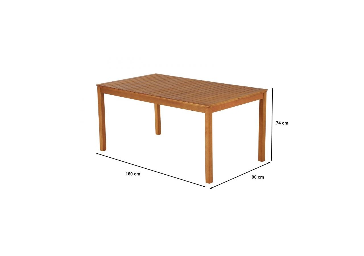 Ensemble repas de jardin SARNO en bois d'eucalyptus 6 places 160 cm