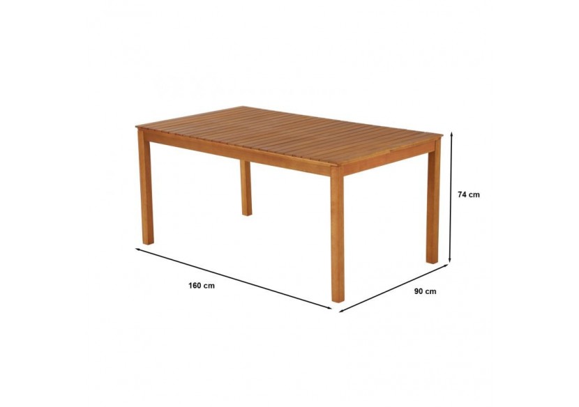 Ensemble repas de jardin SARNO en bois d'eucalyptus 6 places 160 cm