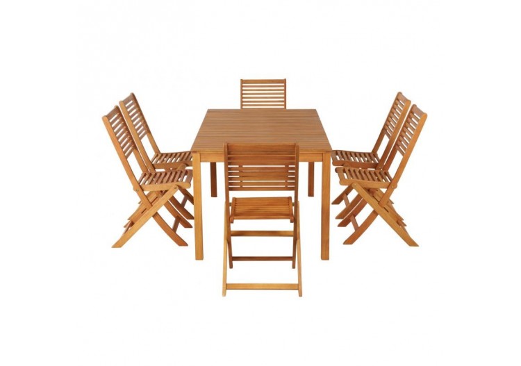 Ensemble repas de jardin SARNO en bois d'eucalyptus 6 places 160 cm