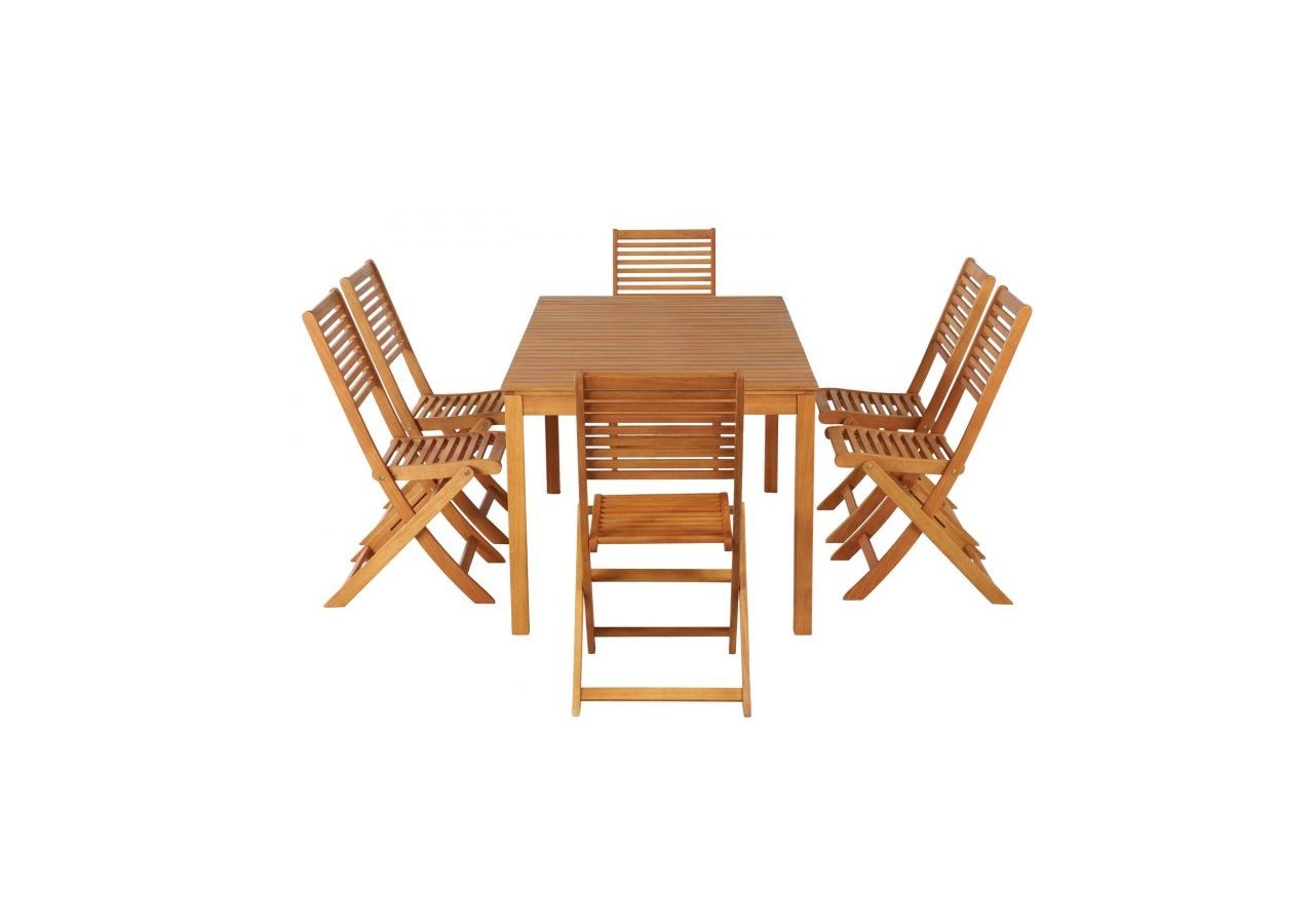 Ensemble repas de jardin SARNO en bois d'eucalyptus 6 places 160 cm