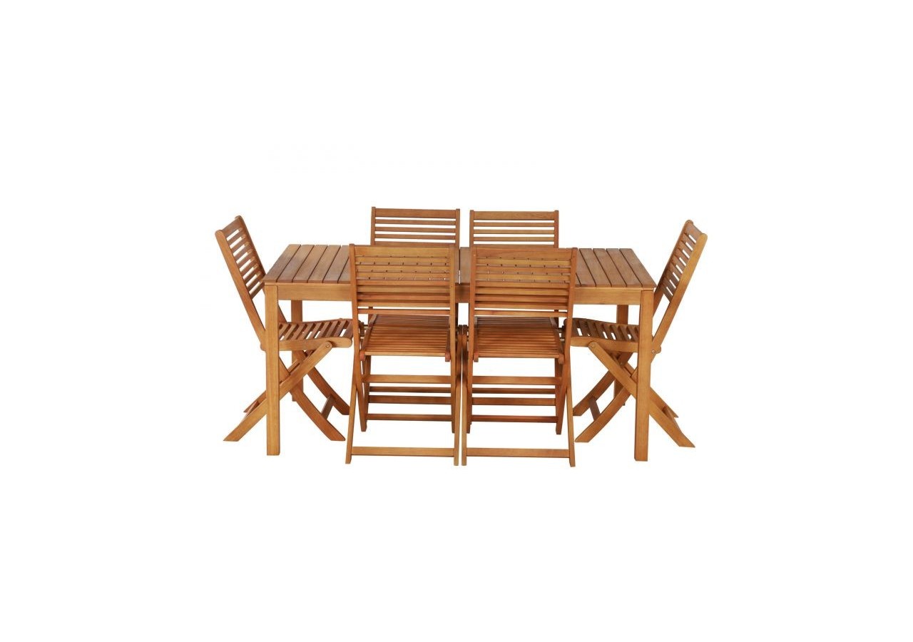 Ensemble repas de jardin SARNO en bois d'eucalyptus 6 places 160 cm
