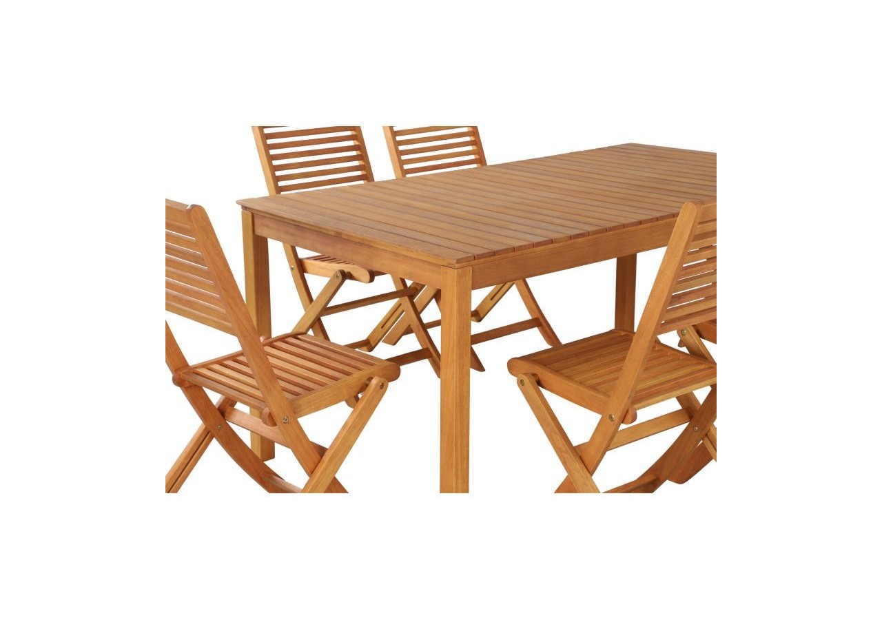 Ensemble repas de jardin SARNO en bois d'eucalyptus 6 places 160 cm