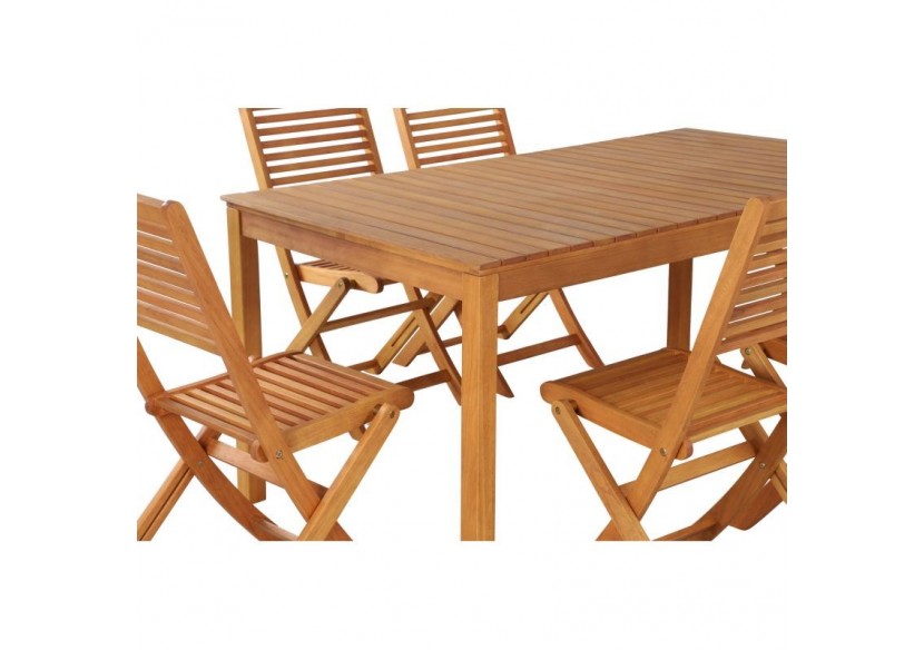Ensemble repas de jardin SARNO en bois d'eucalyptus 6 places 160 cm
