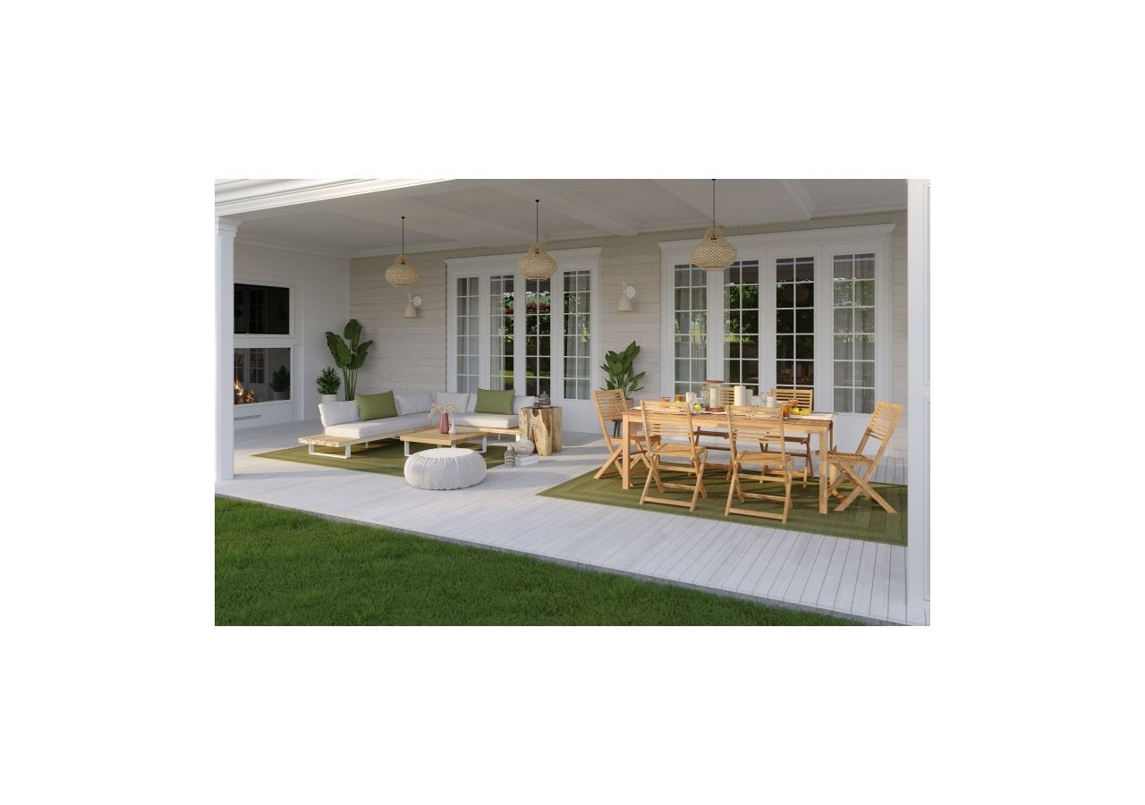 Ensemble repas de jardin SARNO en bois d'eucalyptus 6 places 160 cm