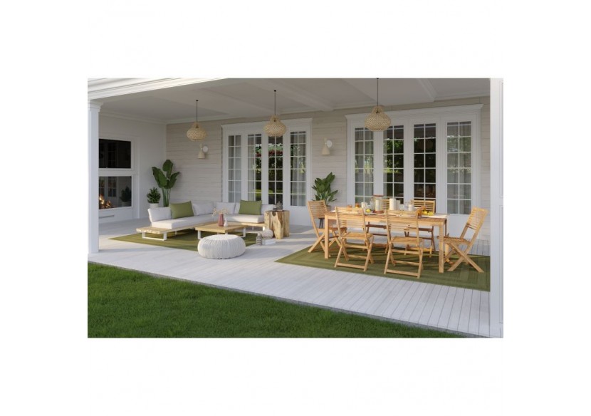 Ensemble repas de jardin SARNO en bois d'eucalyptus 6 places 160 cm