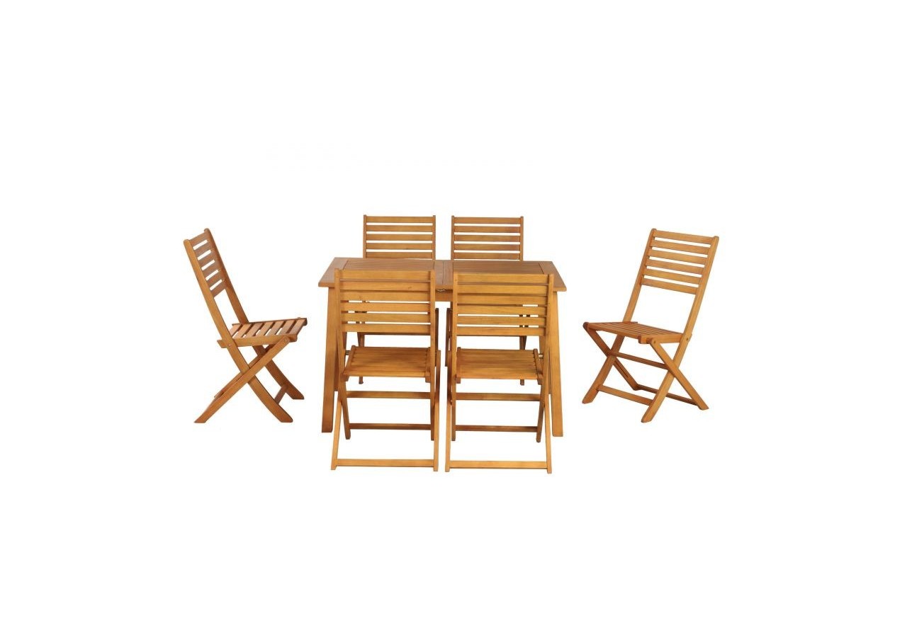 Ensemble repas PRATO en bois d'eucalyptus 6 places 120-180 cm