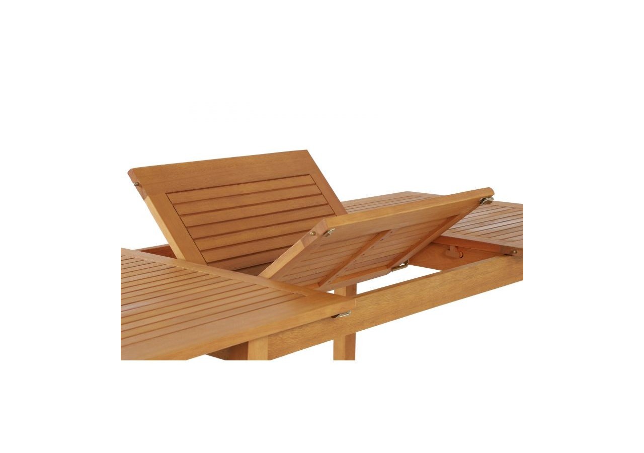 Ensemble repas PRATO en bois d'eucalyptus 6 places 120-180 cm