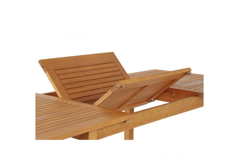 Ensemble repas PRATO en bois d'eucalyptus 6 places 120-180 cm