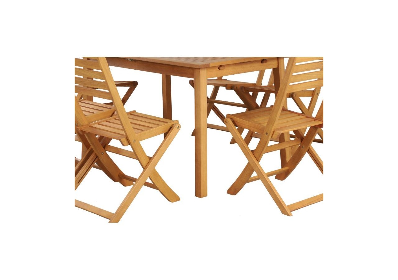 Ensemble repas PRATO en bois d'eucalyptus 6 places 120-180 cm
