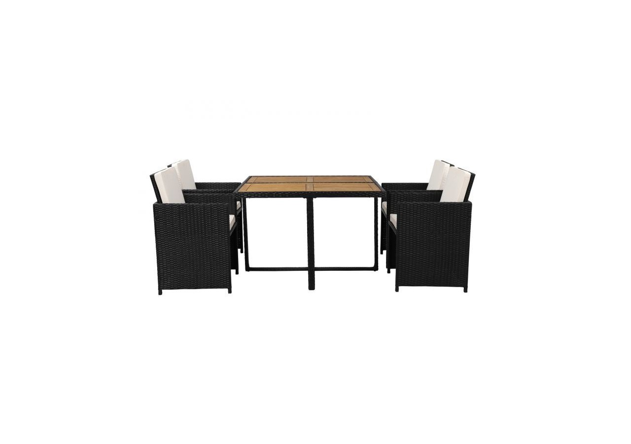 Ensemble repas DAKOTASET en résine tressée et bois 4 places