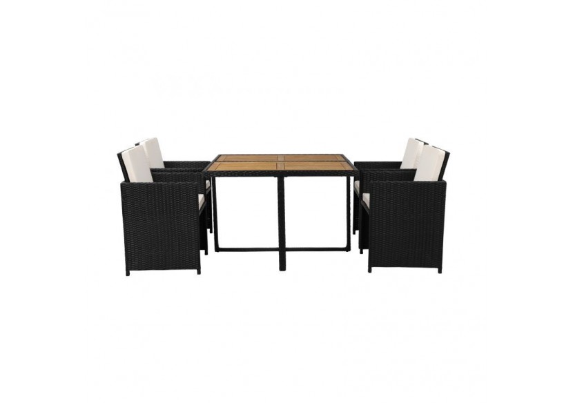 Ensemble repas DAKOTASET en résine tressée et bois 4 places