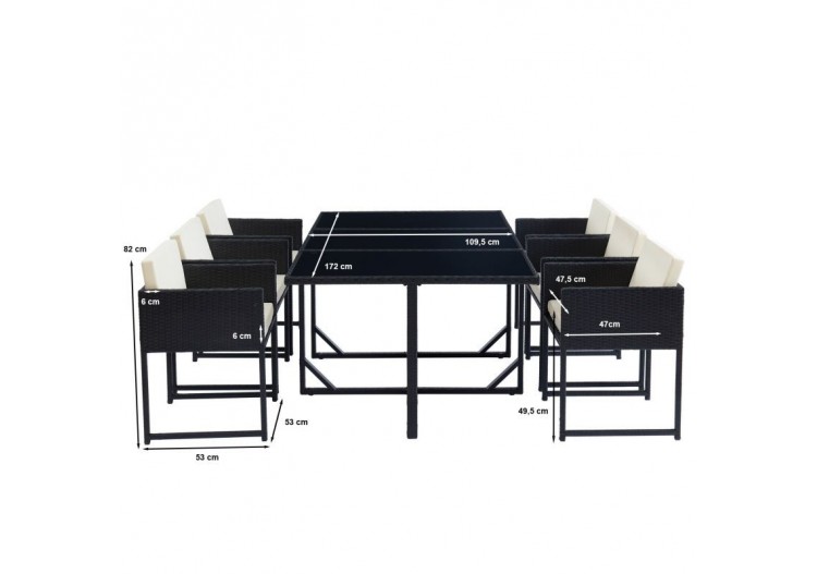 Ensemble repas FLORIDA en acier et résine tressée 6 places