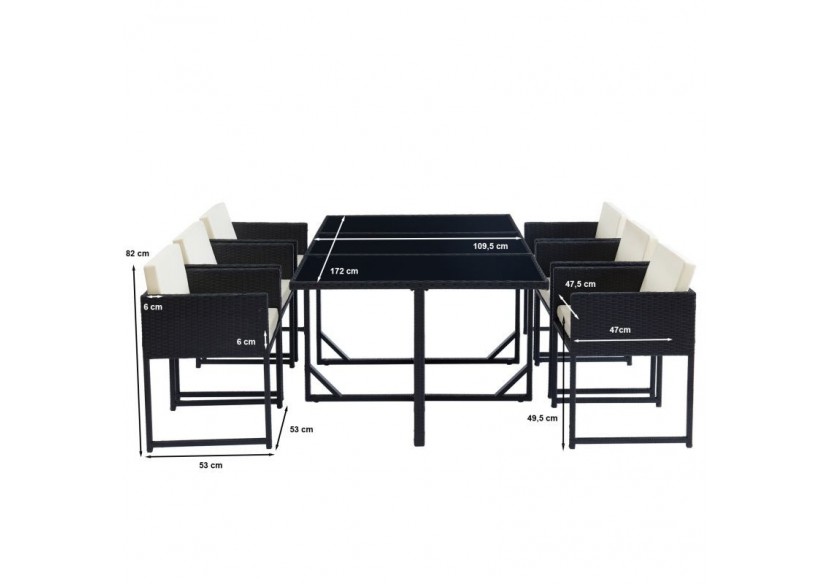 Ensemble repas FLORIDA en acier et résine tressée 6 places