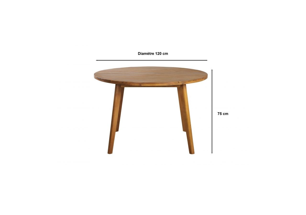 Table ronde de jardin VERONE en bois d’acacia 120 cm