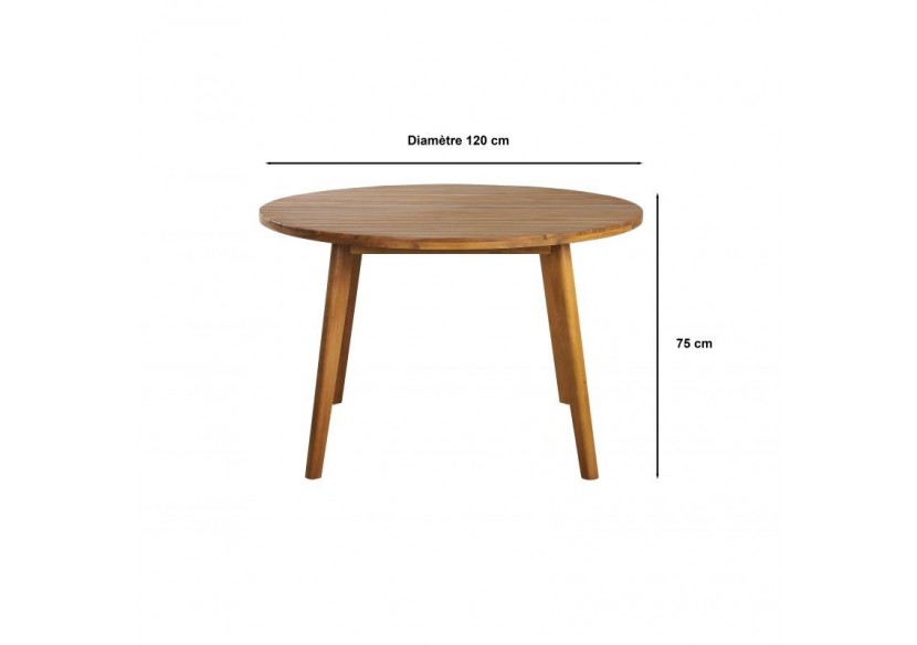 Table ronde de jardin VERONE en bois d’acacia 120 cm