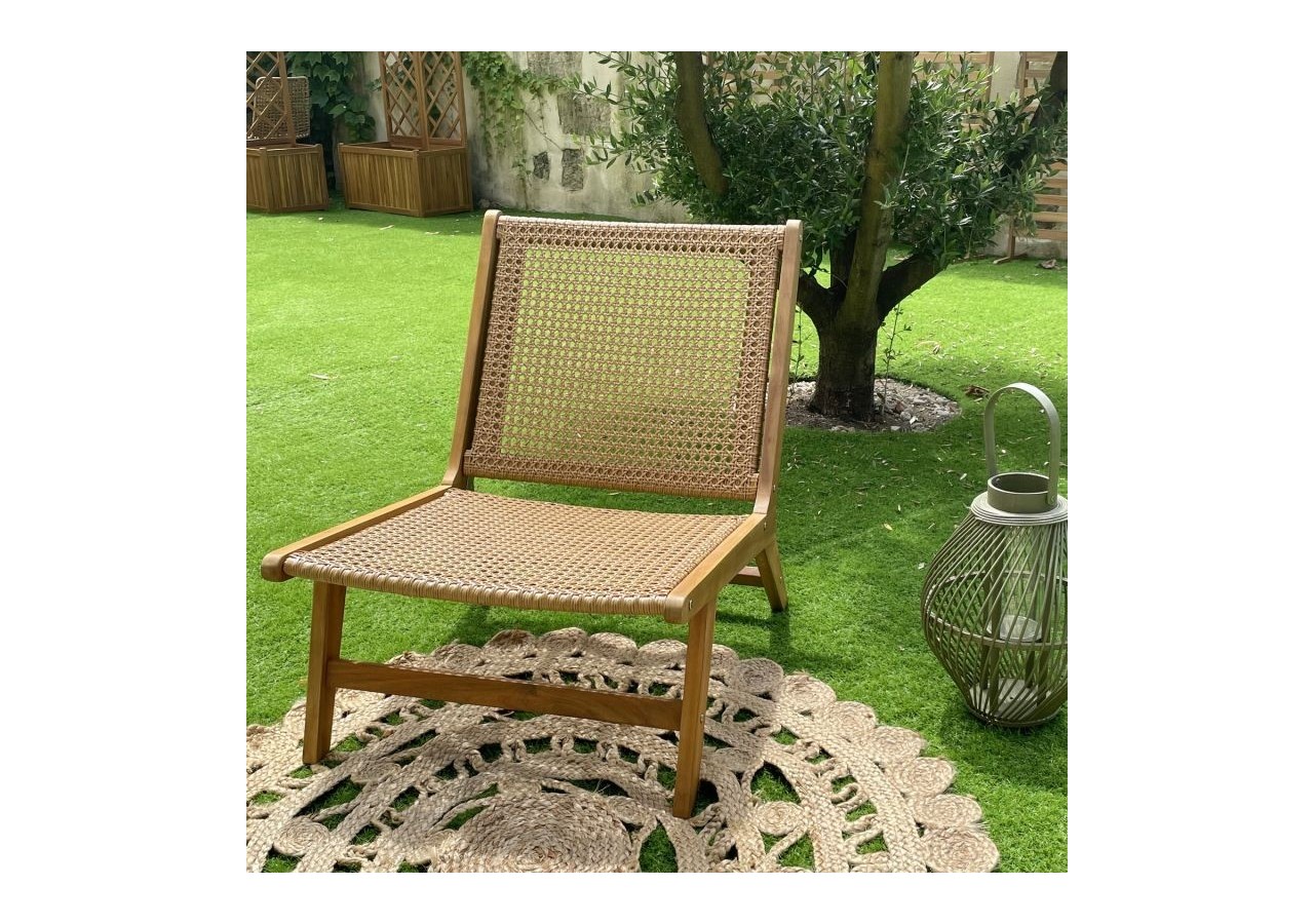 Fauteuil de jardin TARA en bois d’acacia et résine tressée