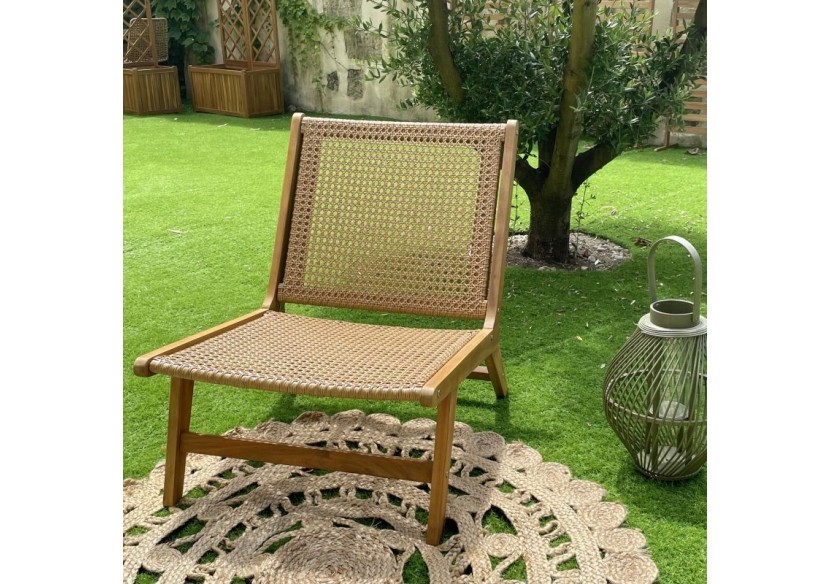 Fauteuil de jardin TARA en bois d’acacia et résine tressée