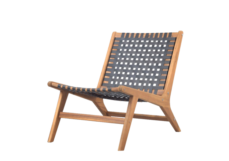 Fauteuil de jardin HAZEL en bois d'acacia et résine tressée noire