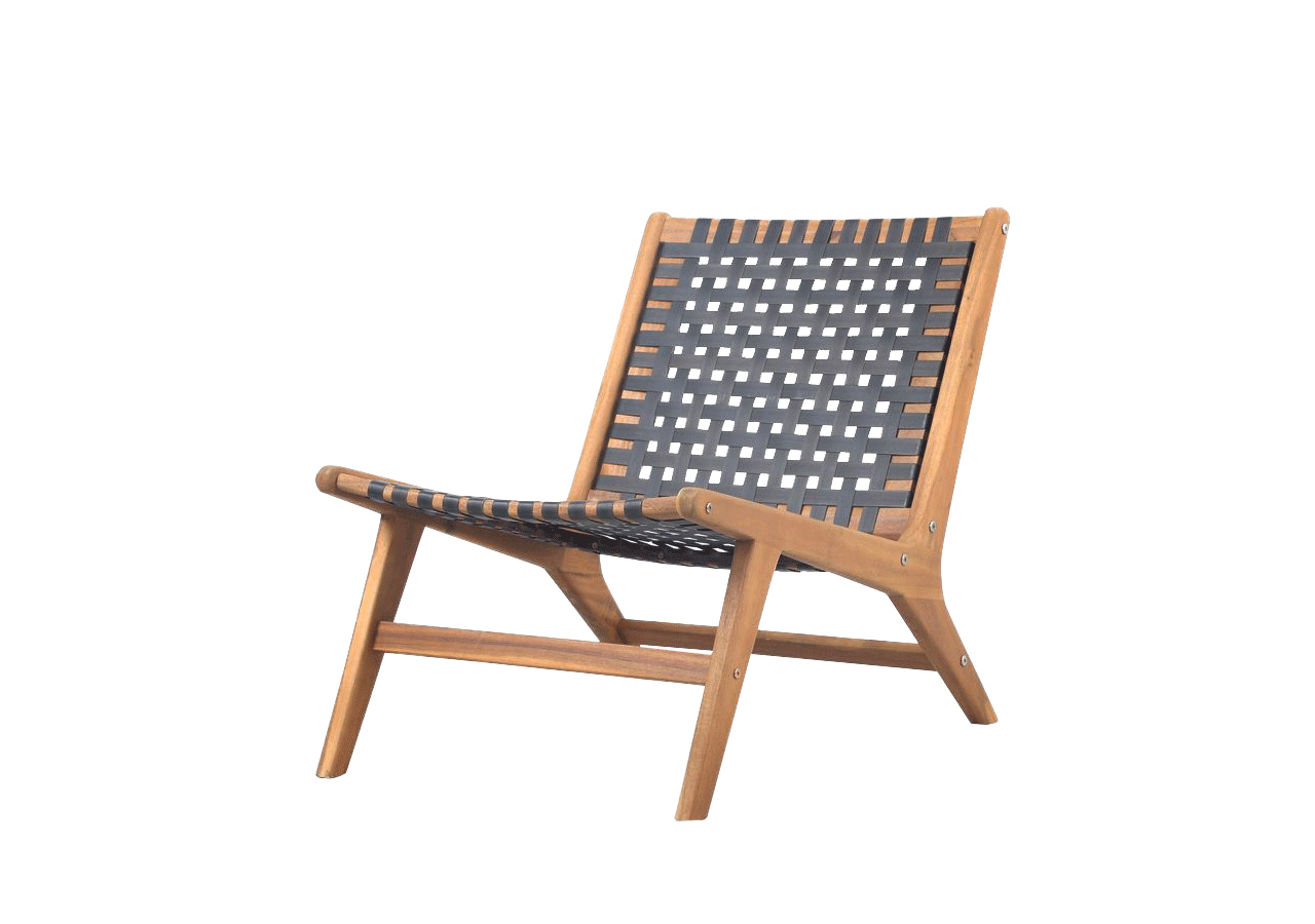 Fauteuil de jardin HAZEL en bois d'acacia et résine tressée noire