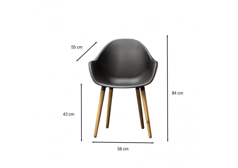 Lot 2 chaises de jardin KIRA en plastique et pieds bois coloris noir