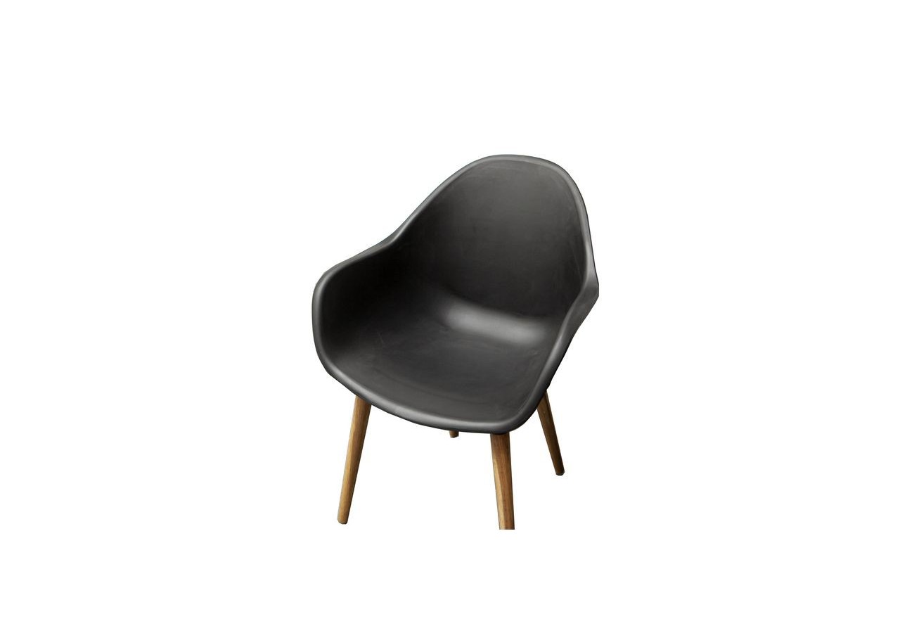 Lot 2 chaises de jardin KIRA en plastique et pieds bois coloris noir