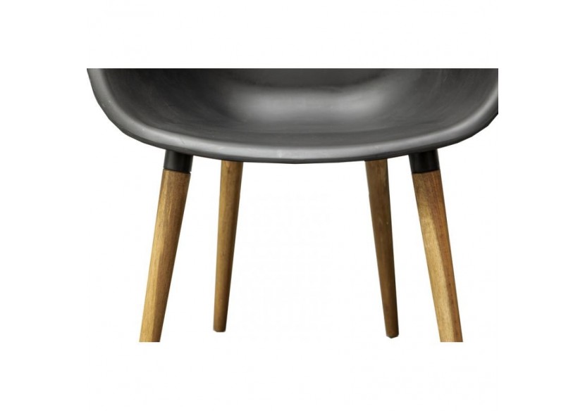 Lot 2 chaises de jardin KIRA en plastique et pieds bois coloris noir