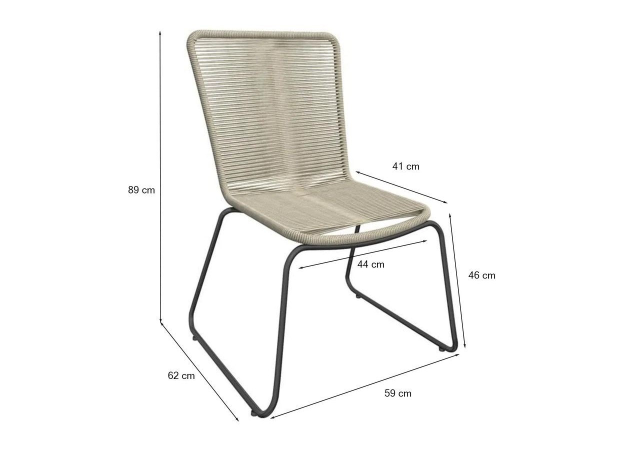 Lot 6 chaises de jardin ERIN en métal et corde coloris naturel