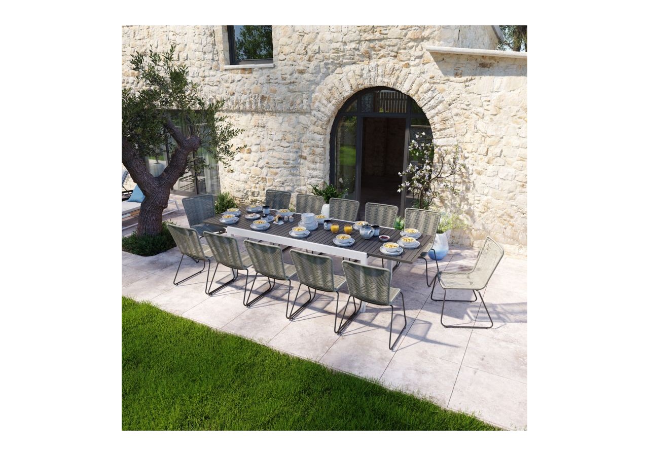 Lot 6 chaises de jardin ERIN en métal et corde coloris naturel