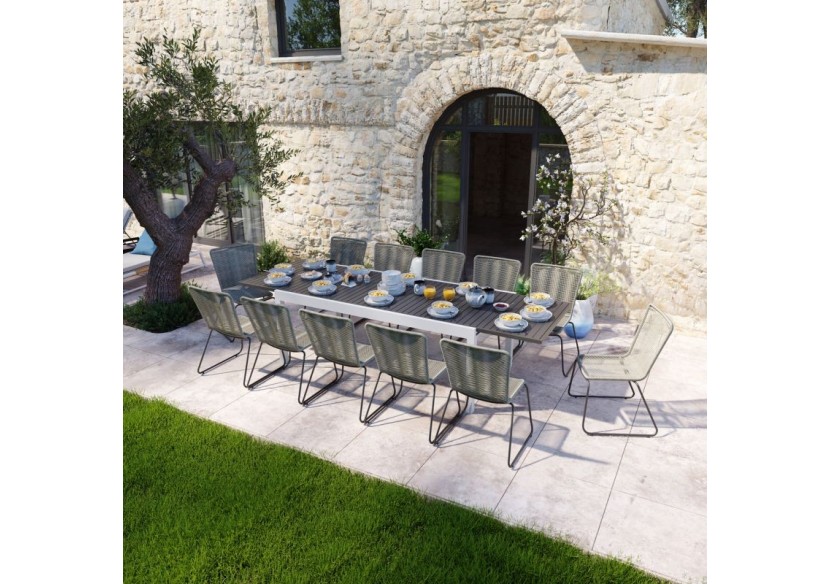 Lot 6 chaises de jardin ERIN en métal et corde coloris naturel