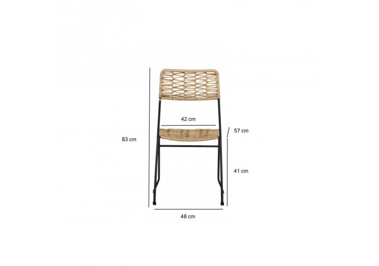 Lot de 2 chaises MASSA en résine tressée coloris naturel