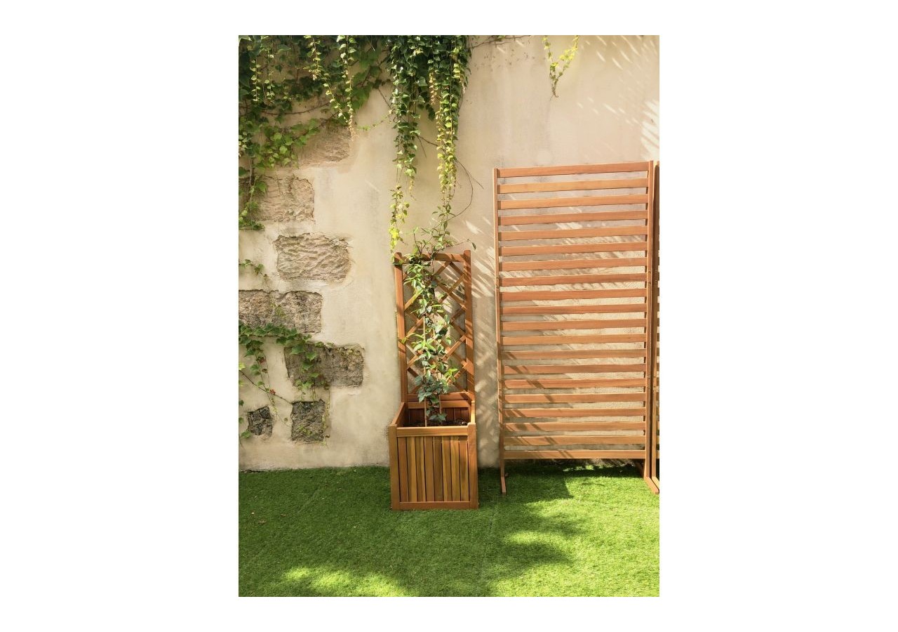 Jardinière avec treillis MIRI en bois d'acacia 43,5x43,5x130 cm