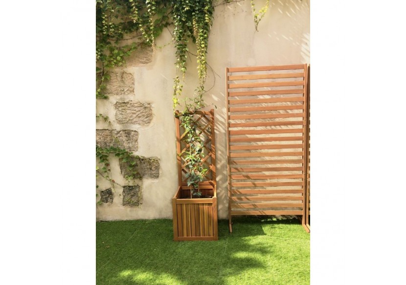 Jardinière avec treillis MIRI en bois d'acacia 43,5x43,5x130 cm