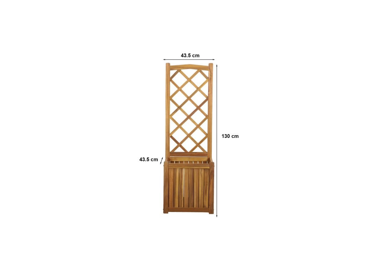 Jardinière avec treillis MIRI en bois d'acacia 43,5x43,5x130 cm