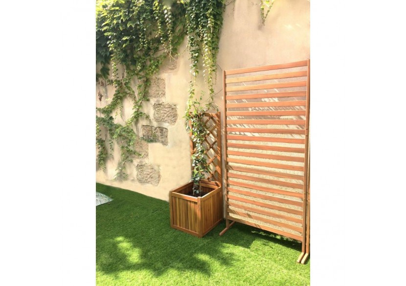 Jardinière avec treillis MIRI en bois d'acacia 43,5x43,5x130 cm