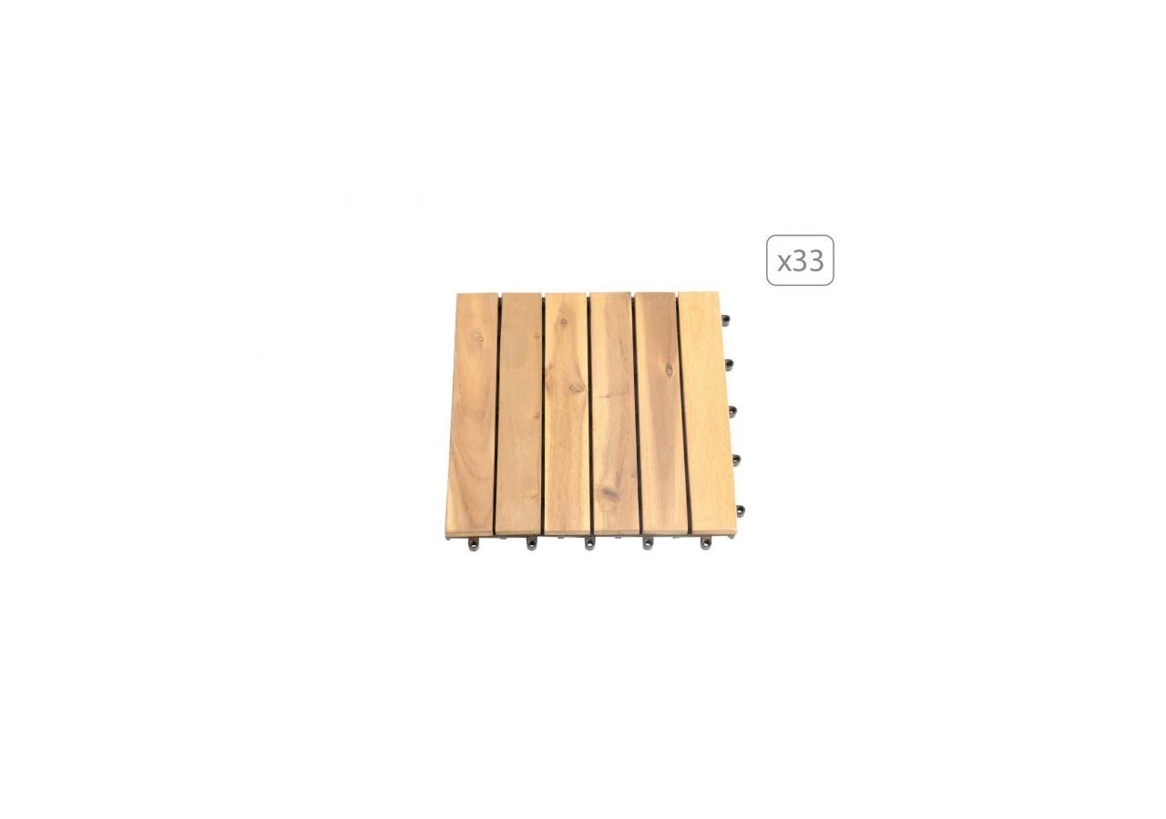 Lot de 33 dalles bois d'acacia 30x30 cm format lattes finition huilée