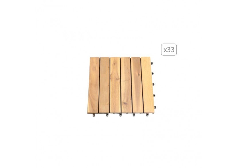 Lot de 33 dalles bois d'acacia 30x30 cm format lattes finition huilée
