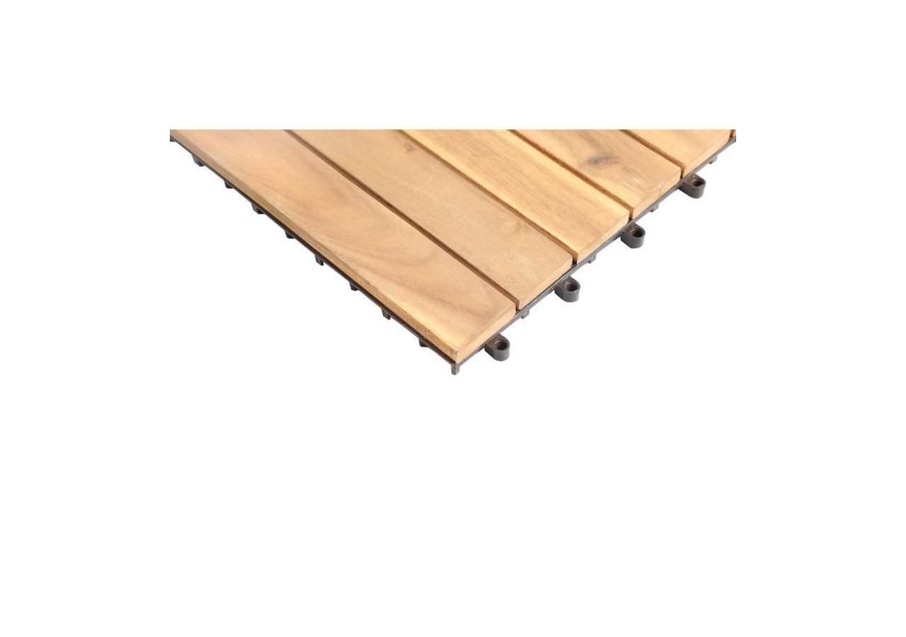 Lot de 33 dalles bois d'acacia 30x30 cm format lattes finition huilée