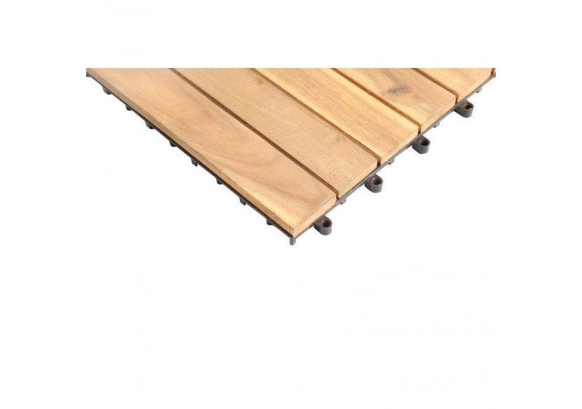 Lot de 33 dalles bois d'acacia 30x30 cm format lattes finition huilée