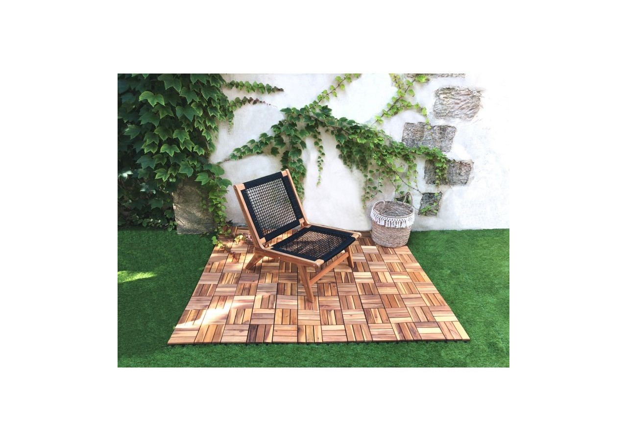 Lot de 33 dalles bois d'acacia 30x30 cm format mosaïque