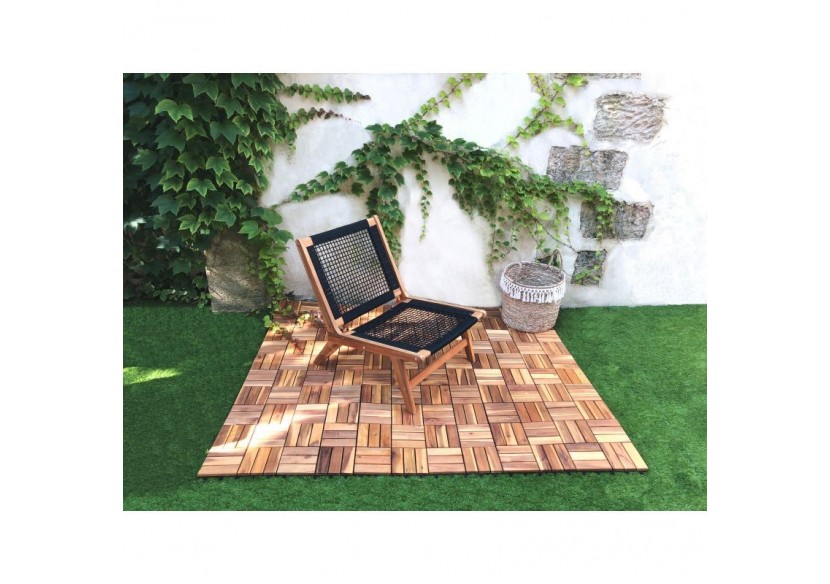Lot de 33 dalles bois d'acacia 30x30 cm format mosaïque