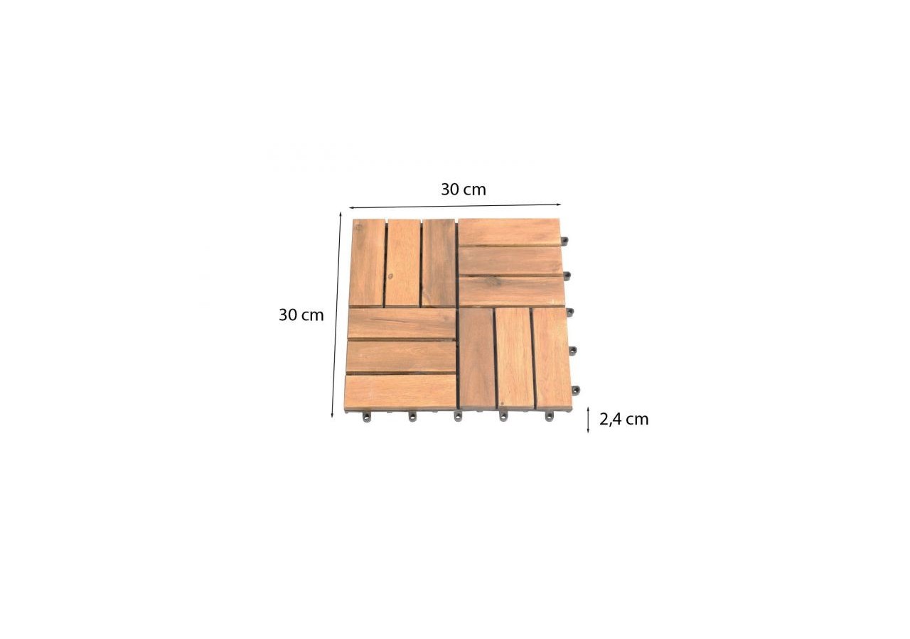Lot de 33 dalles bois d'acacia 30x30 cm format mosaïque