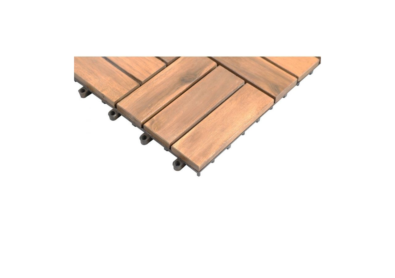 Lot de 33 dalles bois d'acacia 30x30 cm format mosaïque